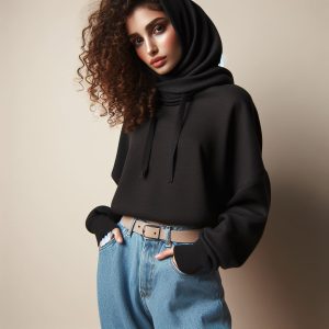 ایده های ست هودی مشکی زنانه 4