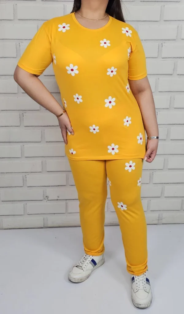 ست تیشرت شلوار زنانه عمده طرح بابونه (4)