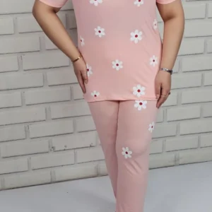 ست تیشرت شلوار زنانه عمده طرح بابونه (5)