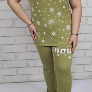 خرید ست تیشرت شلوار زنانه طرح برف عمده