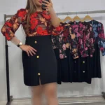 شومیز دامنی طرح گل عمده 1