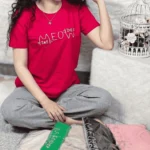 تیشرت زنانه طرح گربه عمده