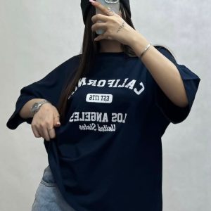 تیشرت باکسی زنانه طرح california عمده2