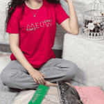 تیشرت زنانه طرح گربه عمده