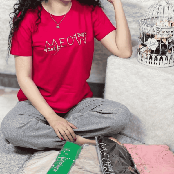 تیشرت زنانه طرح گربه عمده