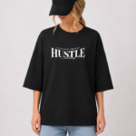 تیشرت باکسی زنانه طرح hustle عمده