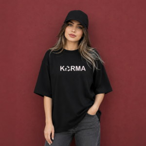 تیشرت باکسی زنانه طرح karma عمده