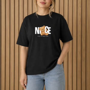 تیشرت باکسی زنانه طرح nice عمده