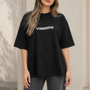 تیشرت باکسی زنانه طرح vibes 2 عمده